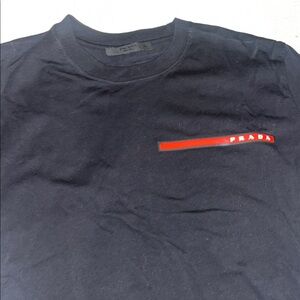 Prada Black Tee with Red Detail